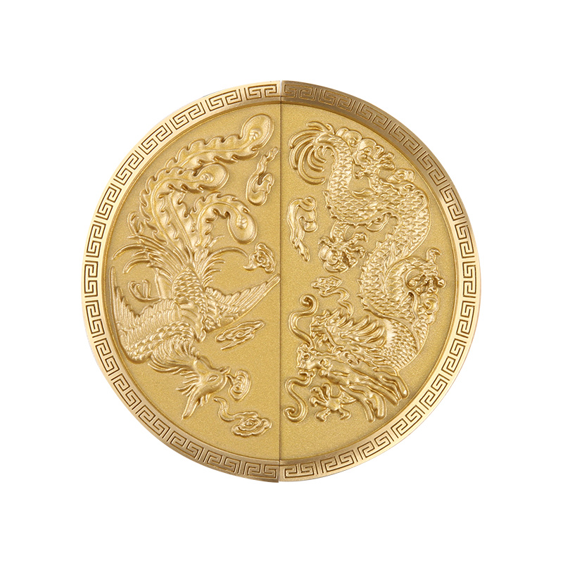 Draco et Phoenix-II aes Chinese Draco et Phoenix scrinium manubrio